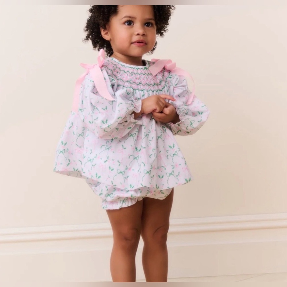 LoveShackFancy Cecil + Lou Baby Holiday Smocked Set